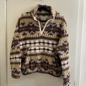 OFFLINE by Aerie Sherpa Quarter Zip Fluffy Sweatshirt in Antique Rose